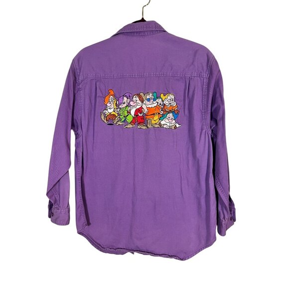 Vintage Disney Dwarf Embroidery Shirt M Purple Theme Park Classic Retro - Picture 7 of 12